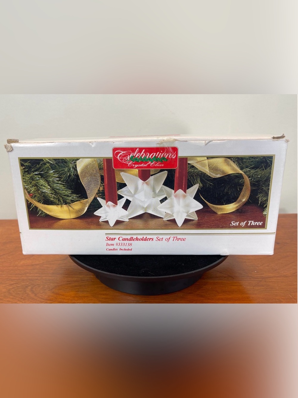 Vintage Star Candleholders | Frosted Clear Glass Christmas Decor - Picture 2 of 10